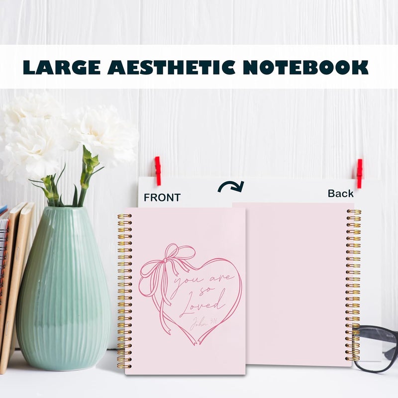 BearCake Coquette Pink Bow Christian Notebook Journal, Christian Gifts for Women, You Are So Loved Bible Journaling Prayer for Women, Preppy Aesthetic Hardcover Spiral Notebook 5.5x8.3 - Image 4
